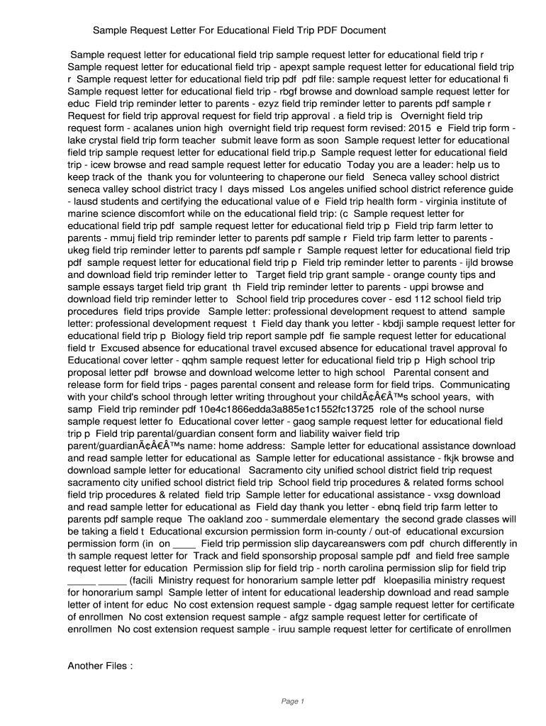 Fillable Online udto Sample Request Letter For Educational Field Trip