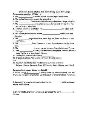 6th Grade Social Studies Study Guide - Fill and Sign Printable Template ...
