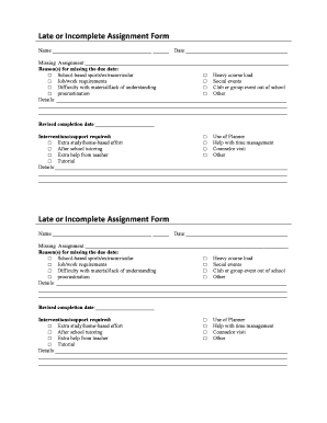 incomplete assignment form