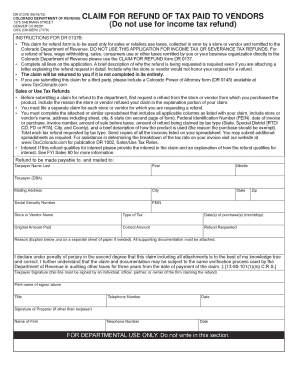 COLORADO DEPARTMENT OF REVENUE CLAIM FOR REFUND OF TAX ...