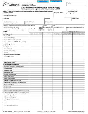 Payment Claim or Advance and Activity Report