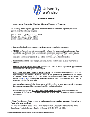 Application Forms for Nursing Masters/Graduate Programs - uwindsor