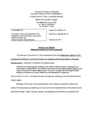 How are you feeling chart - Notice and Order Regarding Hearing and Oral Argument. - nrc