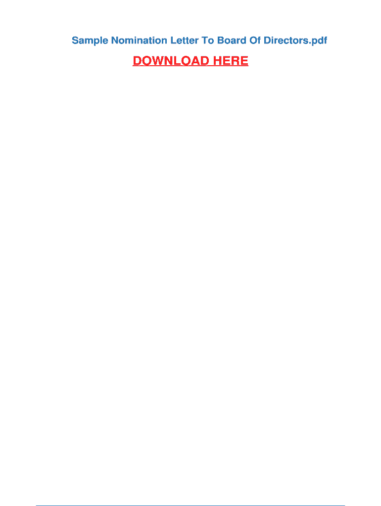 Fillable Online Sample Nomination Letter To Board Of Directors Fax