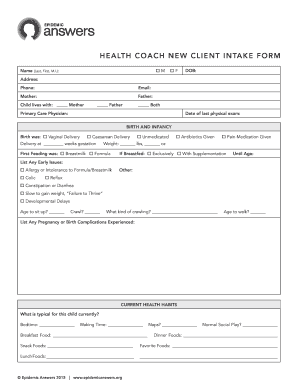 health coaching intake forms - Fillable & Printable Templates to