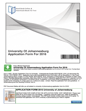 Fillable Online application form for university of johannesburg ursdoc