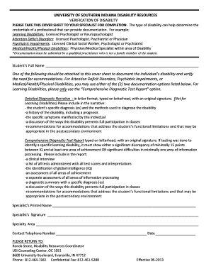 UNIVERSITY OF SOUTHERN INDIANA DISABILITY RESOURCES - usi