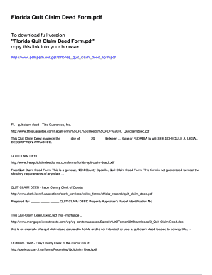 Fillable Online Florida Quit Claim Deed Form - pdfslibforyou.com Fax ...