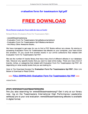 fillable online ebookscenter evaluation form for toastmasters hpl toastmasters evaluation form
