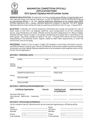 Fillable Online media specialolympics BADMINTON COMPETITION OFFICIALS ...