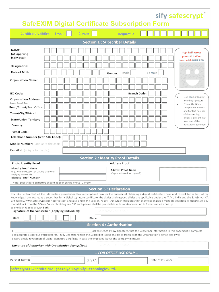 Fillable Online prospectdigital DGFTDigitalSignatureForm.pdf Fax