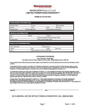Limited Power Train Warranty PDF - Magnuson Superchargers