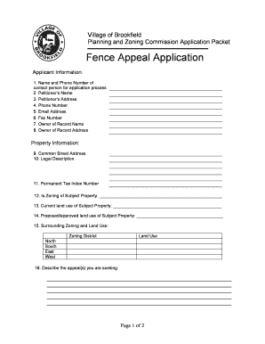 Fence Appeal Application - Village of Brookfield