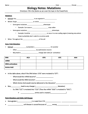 Period: Biology Notes: Mutations - Mrs. Nicolella 's Niche