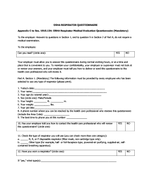 Fillable Online mfri OSHA RESPIRATOR QUESTIONNAIRE Appendix C to Sec ...
