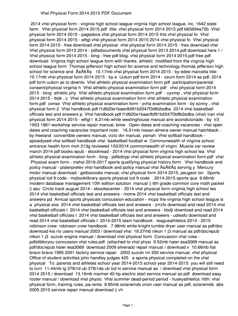 Fillable Online krasotka Vhsl Physical Form 2014 2015 PDF ...