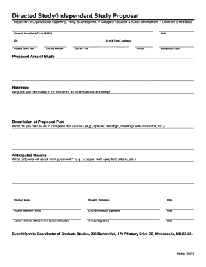 Directed Study/Independent Study Proposal