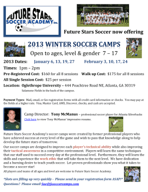 Open to ages, level &amp; gender 7 17 - Future Stars Soccer Camps