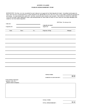 Mileage reimbursement form - SCRIPPS COLLEGE MILEAGE REIMBURSEMENT FORM - inside scrippscollege