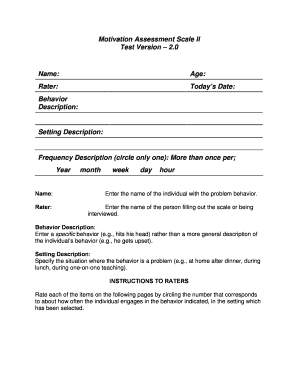 Motivation Assessment Scale II Form Blank Fillable Template Fill Motivation Assessment Scale II Form Blank Fillable Template Fill