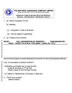 portable equipment insurance policy wording new india assurance