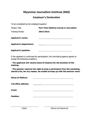 Employer declaration form