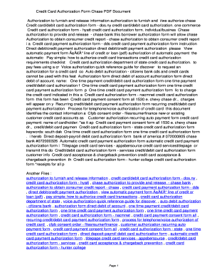 Hyatt credit card authorization form united states - Credit Card Authorization Form Chase PDF 291c564b3366dc0bc14bf65887aa4b8c. Credit Card Authorization Form Chase - gcod