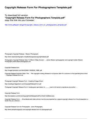 Fillable Online Copyright Release Form For Photographers Template Fax ...