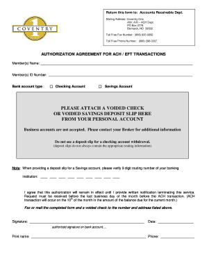 ACH EFT Authorization Agreement