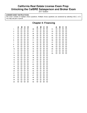 California Real Estate License Exam Prep Answer Sheet