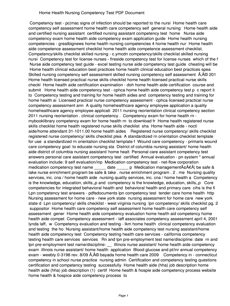 Fillable Online qaic Home Health Nursing Competency Test PDF 196988a5d6e3570f7b0e0f1cca0713e3