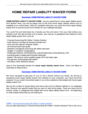 Fillable Online HOME REPAIR LIABILITY WAIVER FORM. HOME REPAIR ...