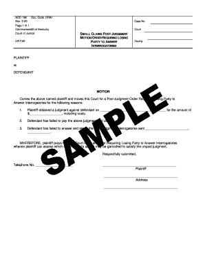 Motion Ky 023 Sc Form - Fill Online, Printable, Fillable, Blank | pdfFiller