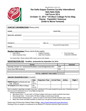Fillable Online deltakappagammahi Registration form for The Delta Kappa ...