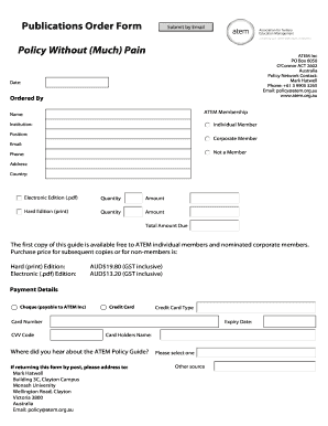 Publications Order Form Policy Without (Much) Pain - atem org