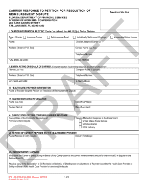 CARRIER RESPONSE TO PETITION FOR RESOLUTION OF
