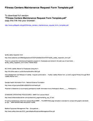 Printable notes page pdf - Fitness Centers Maintenance Request Form Template