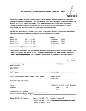 Buffalo State College Summer French Language Camps