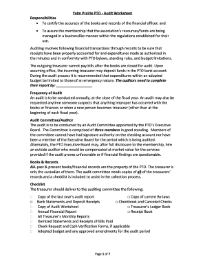 Yelm Prairie PTO Audit Worksheet