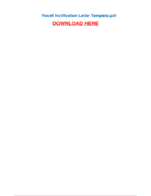 Recall Notification Letter Template - Pdfsdocuments.com