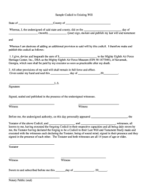 14 Printable sample codicil to last will and testament Forms