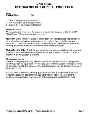 Effective Dates: - hsc unm
