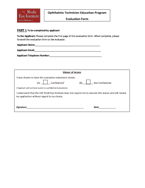 Ophthalmic Technician Education Program Evaluation Form ... - eye keckmedicine