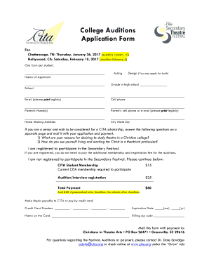 College Auditions Application Form - cita.org