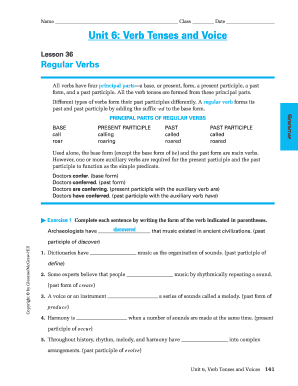 Outlining worksheets grade 6 - unit 6 verb tenses and voice answer key