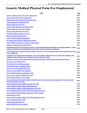 Generic Medical Physical Form For Employment. generic medical physical form for employment - ebwk