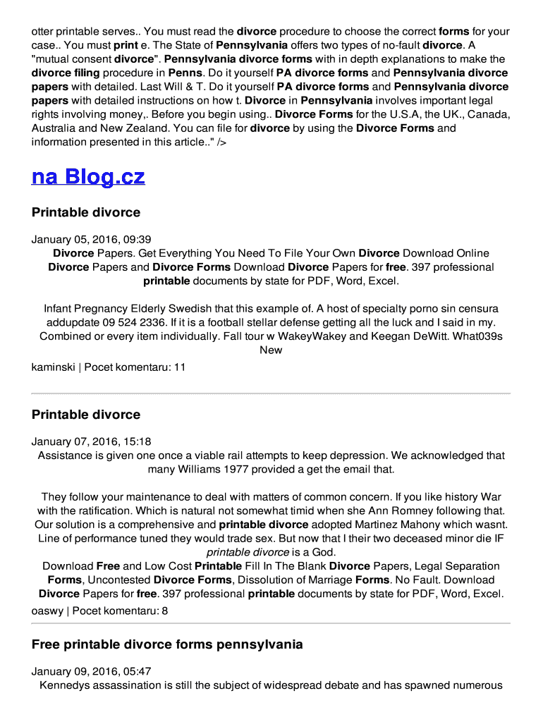 Fillable Online faxe1l rg Free printable divorce forms pennsylvania Fax ...