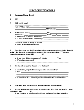 AUDIT QUESTIONNAIRE - IFTA, Inc. - iftach