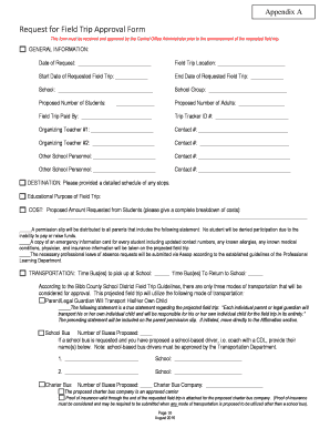 Request for Field Trip Approval Form