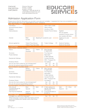 Admission Application Form - Educore Services